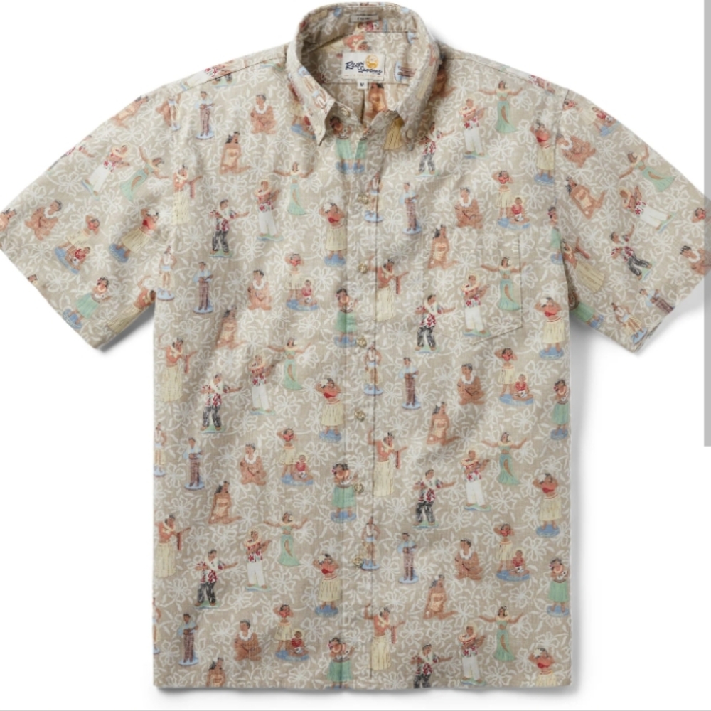 NWT Reyn Spooner Classic Hula Nodders Full Button Hawaiian Print Men's XL